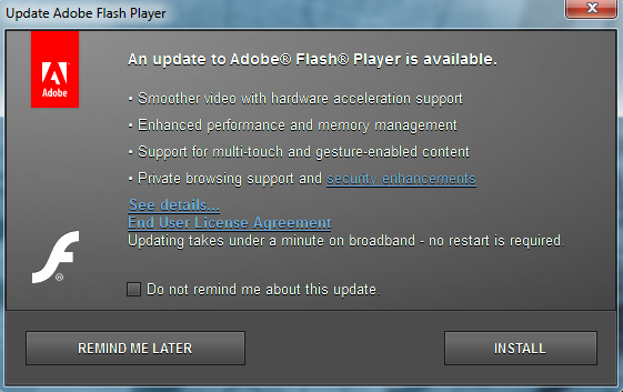 update adobe flash player 11.3