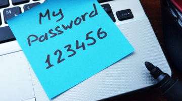 Easy Password concept. My password 123456 written on a paper.
