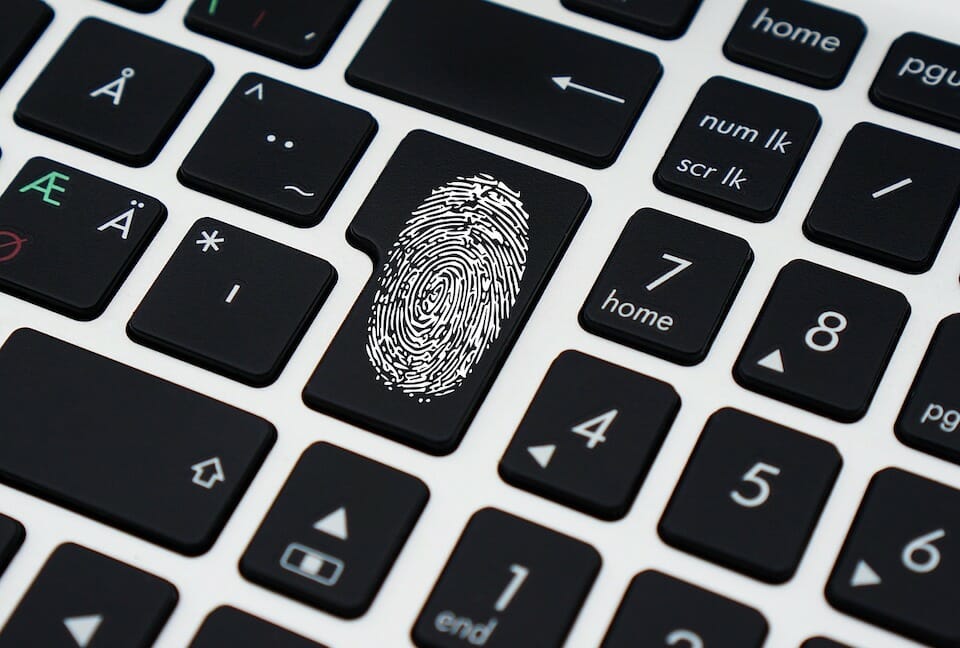 password thumbprint on keyboard