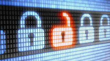LED internet security lock and unlock symbols