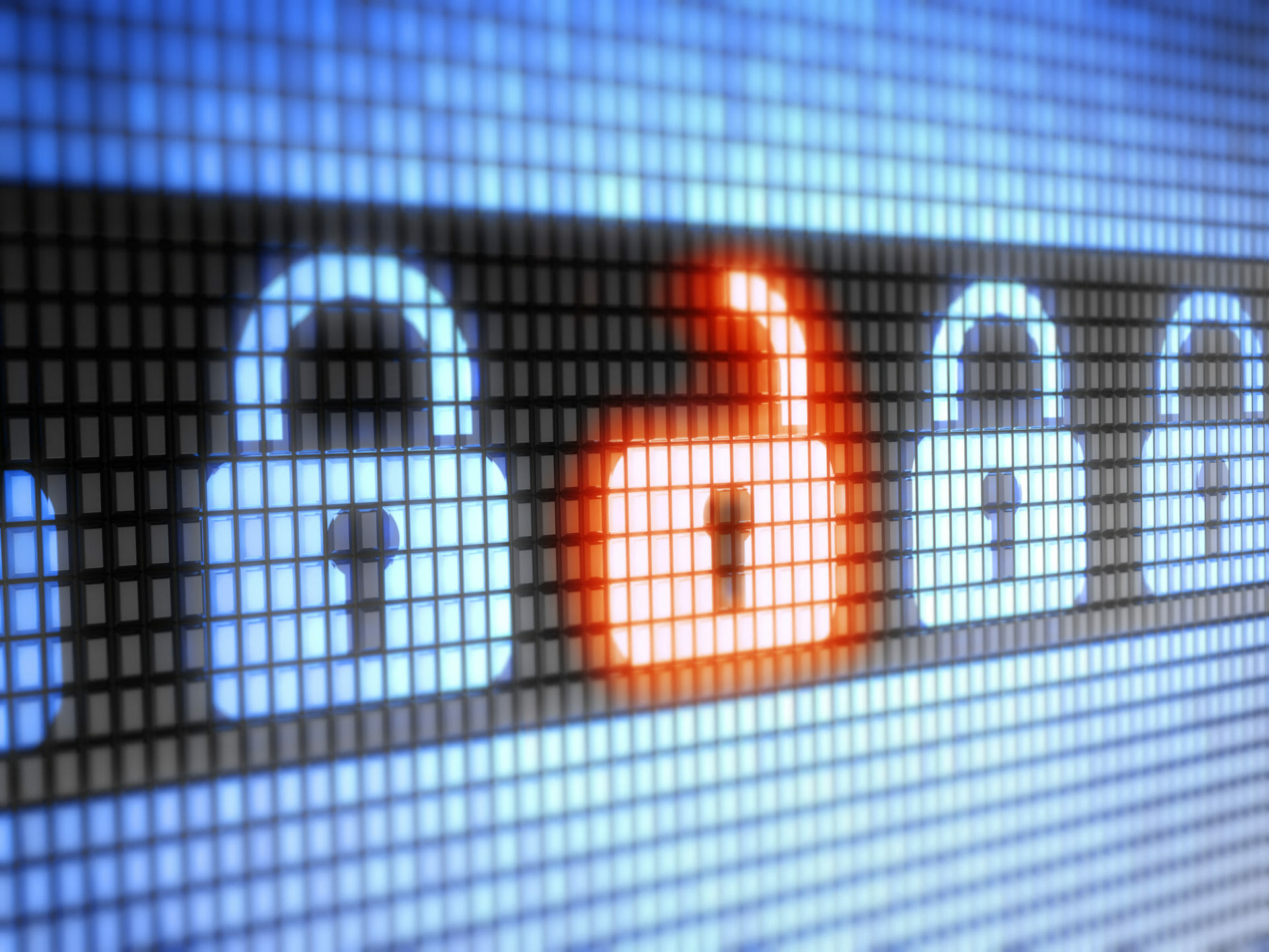 LED internet security lock and unlock symbols