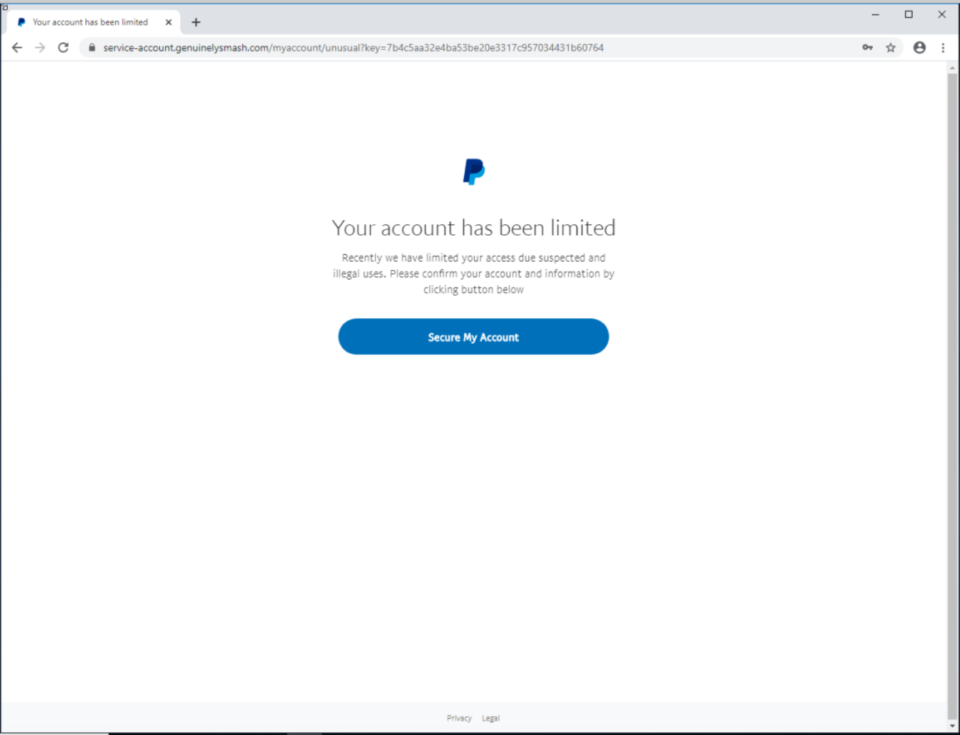 PayPal Phish Notice Page